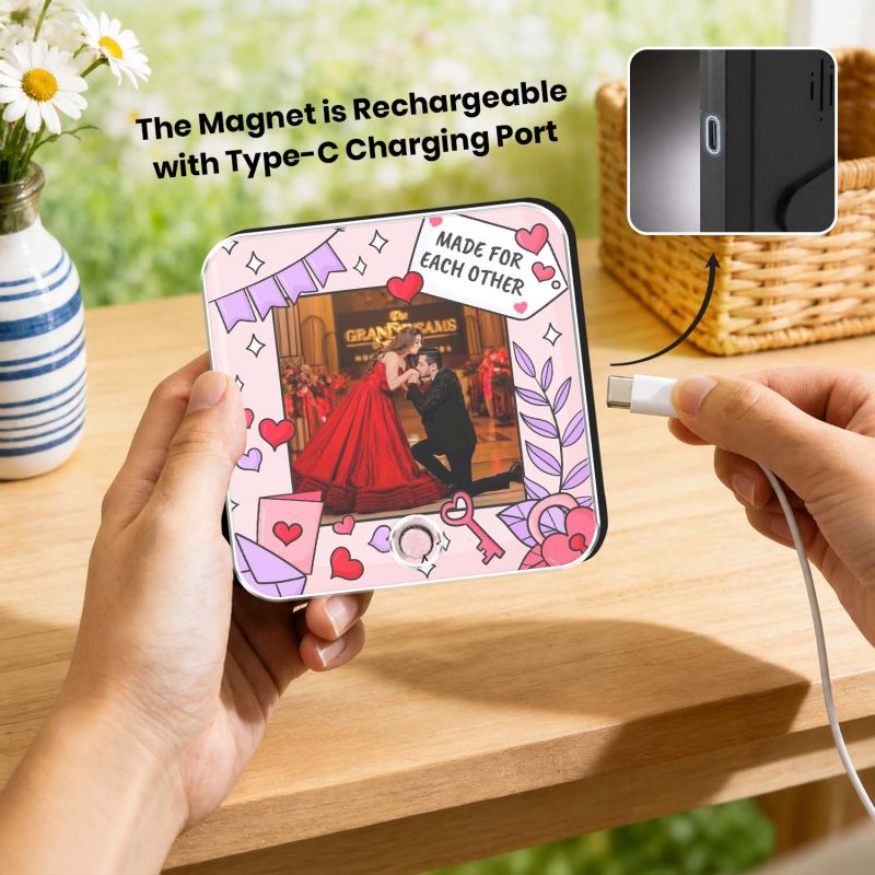 Made for Each Other Gift for Couples Personalized Musical Fridge Magnet with Rechargeable for Wife & Husband